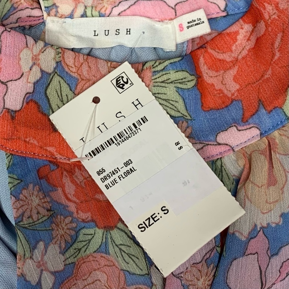 NEW Lush Floral Halter Neck Tie Waist Mini Dress - Picture 10 of 17